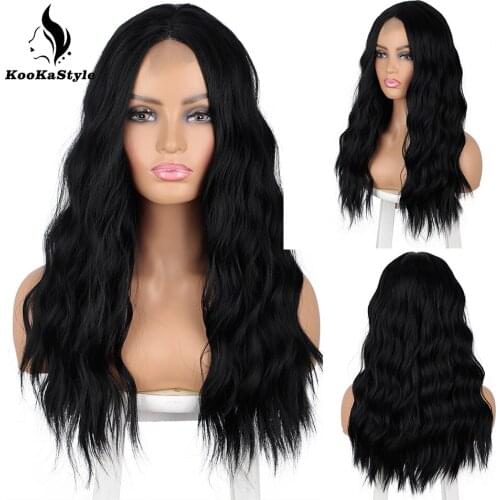 Synthetic Wigs Long Black Wavy Wigs For Black Women Omber Blonde/Black Middle Part Heat Resistant Cosplay Wig Party Hair