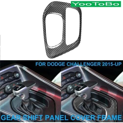 LHD Car Styling Real Dry Carbon Fiber Interior Central Gear Shift Panel Cover Frame Trim Decal For Dodge Challenger 2015-2021