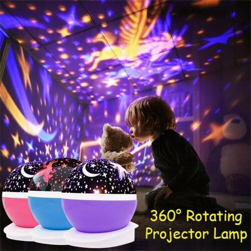 LED Star Projector Lamp USB Night Light Children Bedroom Baby Decor Rotating Starry Nursery Moon Galaxy Projector Table Lamp