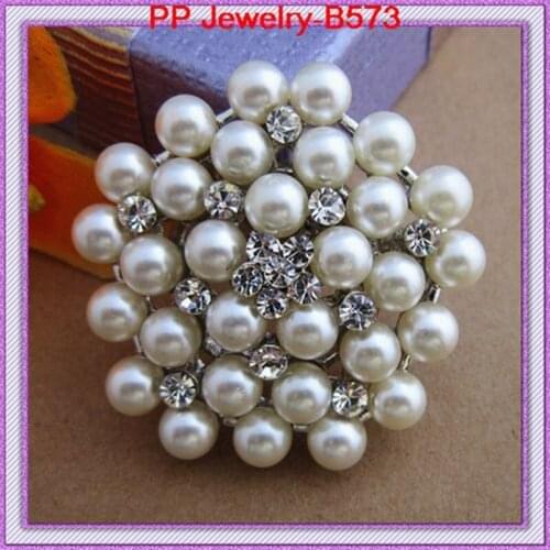 Vintage Silver/Rhodium Color Pretty Cream Pearl Flower Brooch For Wedding Bouquet Women Gorgeous Cloth Decoration Brooch Pins