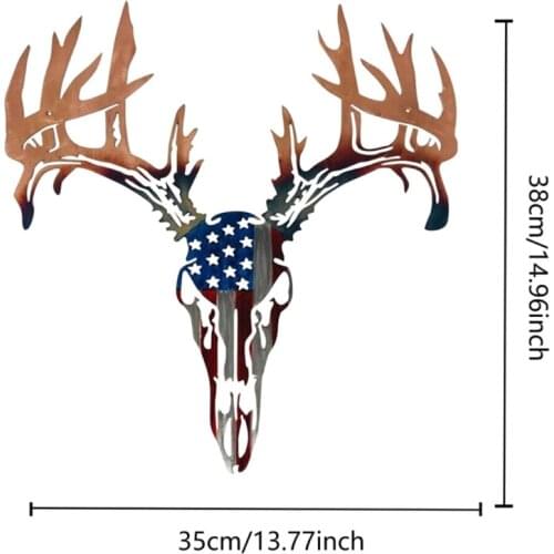 W3JE Metal Wall Art Decor Elk Deer Head Sculpture Hanging for Home Bedroom Garden