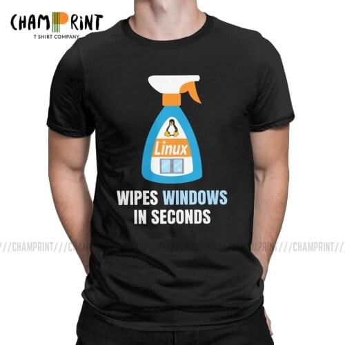 Funny Linux Windows Cleaner T Shirt Mens Hipster T-Shirt Tux Programmer Clothes Computer Developer Geek Nerd Tee Shirt