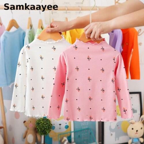 3-9y Girls T-shirt Spring Autumn Kids Long Sleeve Tees Baby Tops Children Turtleneck Clothing Print Fashion Princess Clothes Y13