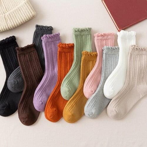 Ruffle Frilly Socks Woman Kawaii Cute Women White Black Pink Yellow Japanese Sock