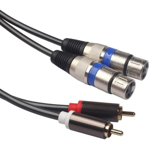 1.5m 2RCA to 2XLR Cable 2RCA Male to 2XLR Female 3 Pin Stereo Audio Adapter Cable