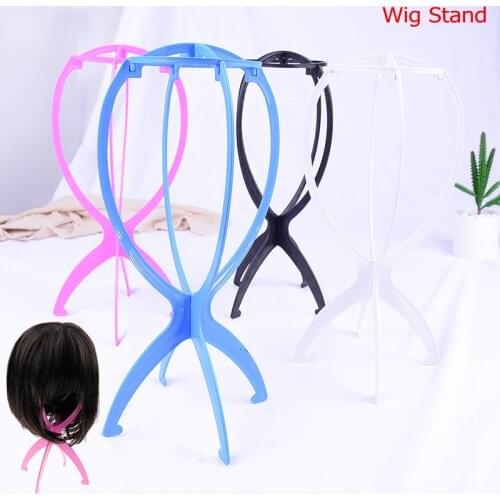 1PC Wig Stand Head Plastic Hat Display Wig Holder Stand Portable Folding For Styling Drying Travel For Women Pink White Black