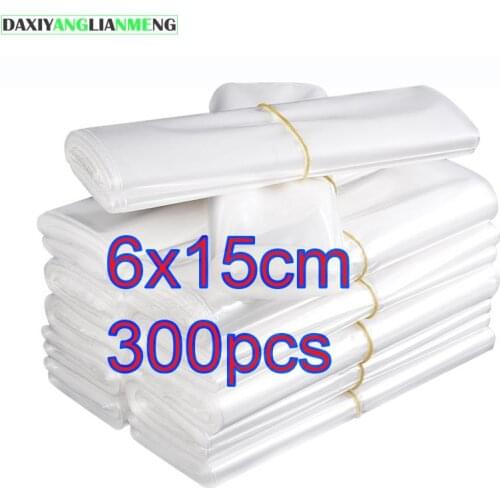300pcs/lot 6x15cm Clear Transparent Shrink Wrap Package Heat Seal Bag POF Gift packing plastic bags for comestic bottles boxes