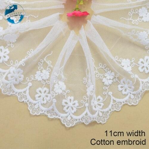 11cm white lace cotton embroidery lace french lace ribbon fabric guipure diy trims warp knitting sewing Accessories#3058