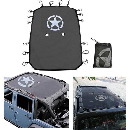 2 Door 4 Door Sun Shade Eclipse Top Cover Star Roof Mesh for Jeep Wrangler JK JKU Parts Provides UV Protection Cover
