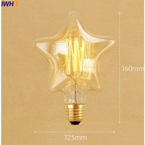 IWHD 2pcs Star Edison Lamp 40W Bombilla Vintage Light Bulb Lampada Edison Incandescent Lamp St64 A19 G95 G80 St58 T10 T185