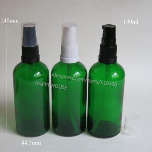 360 x 100ml Green Glass Lotion Pump Bottle 100cc Empty Refillabel Glass Shampoo Bottle for Cosmetic Packaging Using