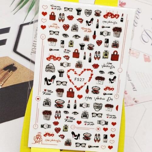 3D Nail Sticker Decals Lipstick Bag Makeups Design Nail Art Decorations Stickers Sliders Manicure Accessories Nails Decoraciones
