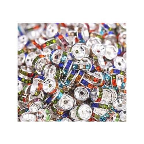 8mm diy beads rhinestone ring mixed color beads Bracelet necklace mixed design Fit Charm Bracelet