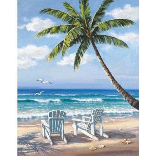 Full Square/Round Drill 5D DIY Diamond Painting "Beach & coconut trees" 3D Embroidery Cross Stitch 5D Rhinestone Decor Gift