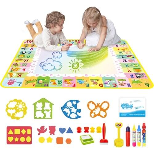 8 Types Kids Reusable Water Doodle Mat Coloring Board & Magic Pen Roller Stamp Seal Drawing Set Educational Toys for Children