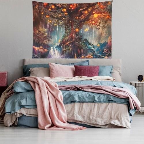 Factory Outlet Fashion Magic Color Big Tree Landscape Printed Tapestry Home Bedroom Decoration Painting 1 Piece