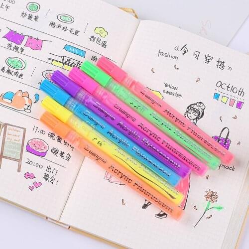 Fluorescent acrylic paint pen black card marker stationery colores drawing back to school educational supplies watercolor art