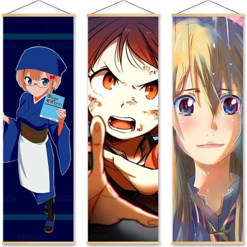 Canvas Home Decor My Hero Academia Wall Artwork Painting Solid Wood Hanging Scrolls Print Modern Popular Anime Picture Poster