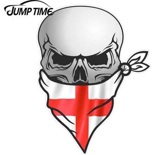 JumpTime 13cm X 10cm Gothic Biker Pirate Skull with Face Bandana St Georges Cross England Flag Motif External Vinyl Car Stickers