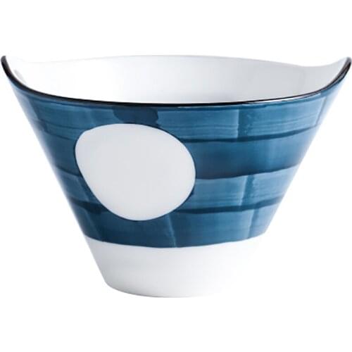 Ceramic hand-painted Japanese-style noodle bowl binaural rice salad soup bowl home commercial Japanese-style ramen bucket bowl