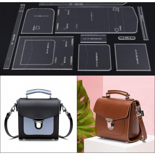 1set DIY Leather Handmade Craft women handbag Shoulder bag Sewing Pattern Acrylic Stencil Template 18*18*18cm