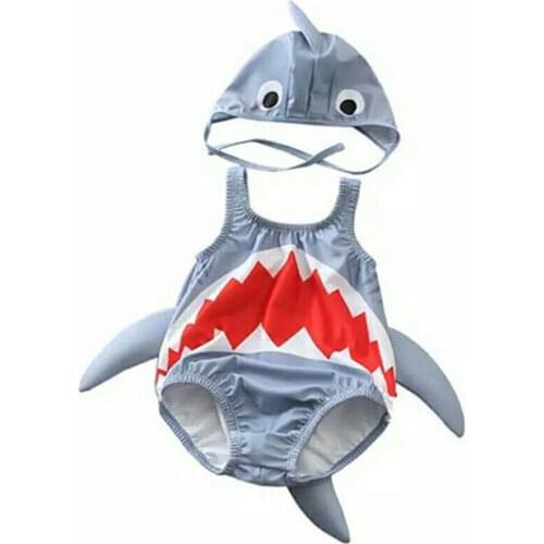FOCUSNORM 1-6Y Toddler Kids Baby Girl Boy Swimwear Cartoon Animal 3D Printed Swimsuit Hat 2PCS Swimwear Bathing Suit