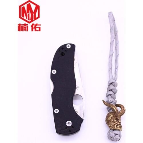 Brass Horned Hellboy Knife Beads EDC Multi Tools Paracord Knife Lanyard Umbrella Rope Outdoor Cord Motorcycle Car Keychain