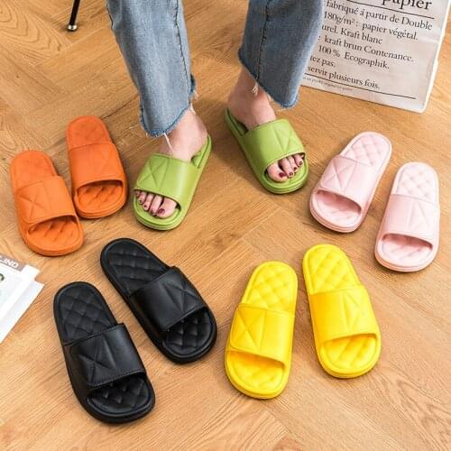 Summer Beach Cool Fashion Non-slip Flip Flops EVA Solid Color Indoor Thick Shoe Heel Bathroom Soft Couples Men Women Slippers