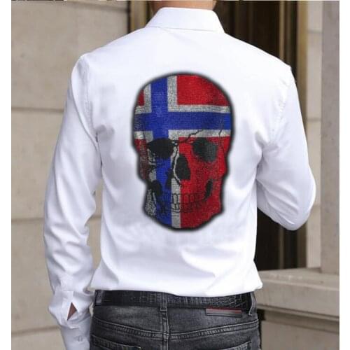 Fashion Men Skulls Shirt Solid Long Sleeve Diamond stone design Streetwear Casual Blouse Korean Style Shirts