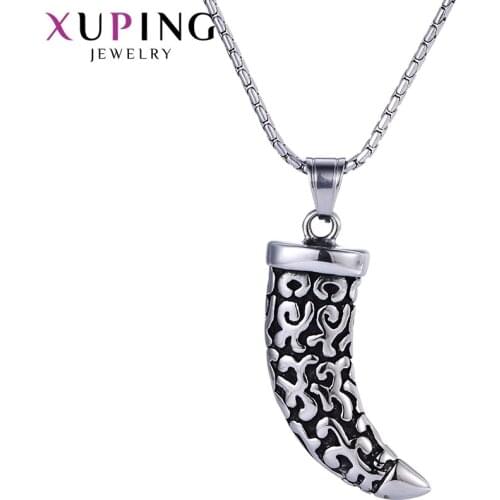 Xuping Fashion Gun Smoke Color Cool Necklace Pendant Stainless Steel Jewelry for Neutral Halloween Gifts M45-30147