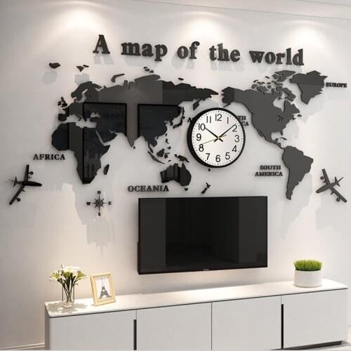 World Map Wall Sticker 3D Stereo TV Background Decor Self-adhesive Acrylic Sofa Bedroom Dining Table Hall Painting Wall Stickers
