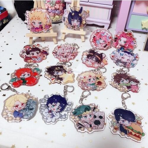 JOJOs Bizarre Adventure Golden Wind Bucciarati Kujo JotaroHigashikata Josuke Cosplay Figure Acrylic Keychain Pendant Keyring