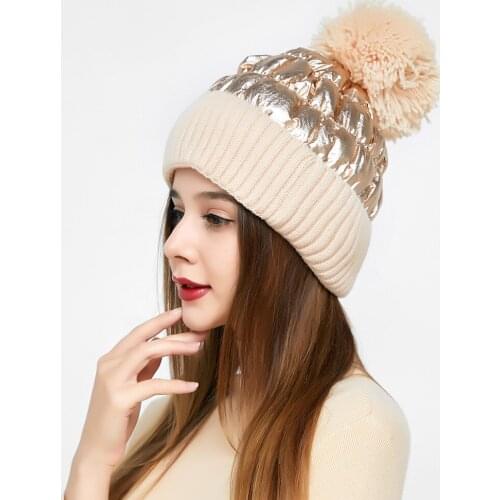 New simple Rabbit fur Beanie Hat for Women Winter Skullies Warm wool Cap Gorros Female Cap