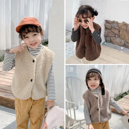 2020 Autumn Winter New Childrens Vest Fashion Korean Style Solid Thick Lambswool Waistcoat for Baby Boys Girls Kids Warm Vests