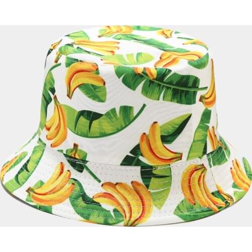 New Brand Printing Bucket Hat Cute Fruit Fisherman Hat Unisex Reversible Cartoon Outdoor Travel Hats