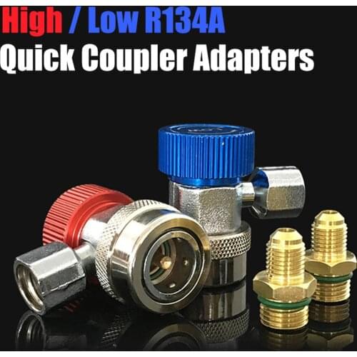 R134A High Low Quick Coupler Connector Adapters Type AC Manifold Gauge Auto Set for A/C Manifold Gauge Brass Adapter