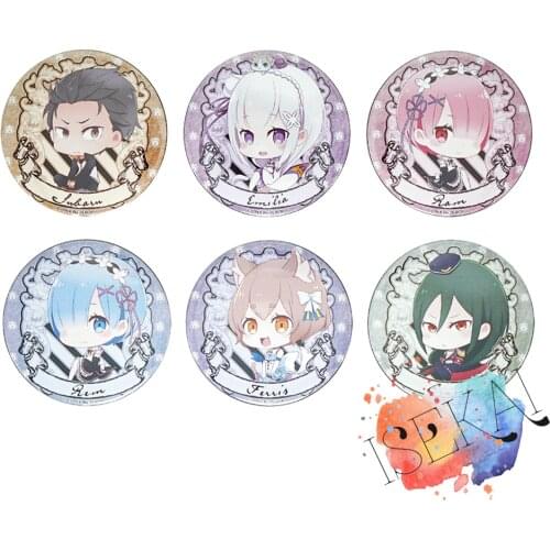 Rezero Rem Ram Natsuki Subaru Emilia Felix Anime Re:Zero kara Hajimeru Isekai Seikatsu Can Badge Brooch Pins