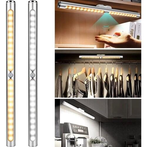 Under Cabinet Light PIR Motion Sensor 22 LEDs Night Closet Lights for Kitchen Bedroom Wardrobe Stair Wall Lamp USB Rechargeable