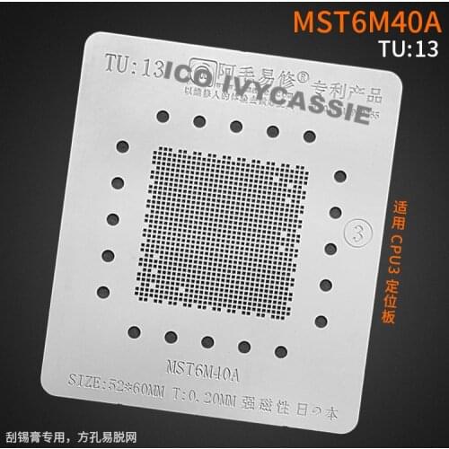 MST6M40A BGA Stencil For LCD TV CPU Chipset Reballing IC Pins Amaoe Square Hole Soldering Tin Plant Net Heat Template TU13