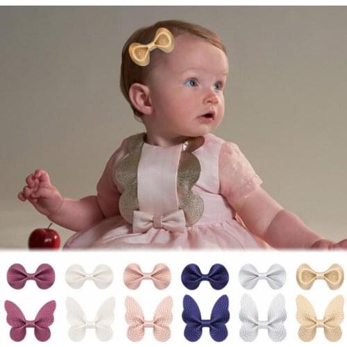 High Quality 2.36" Leather Butterfly Girls Hair Clips Baby Kids 2pcs/Set Hair Bows Hairpin Barrette Girls Hair Accessories