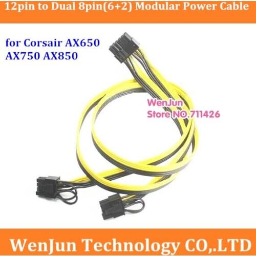 High Quality new 12Pin to 2 PCIe 6+2pin GPU 8Pin Modular Power supply Cable for Corsair AX850 AX750 AX650