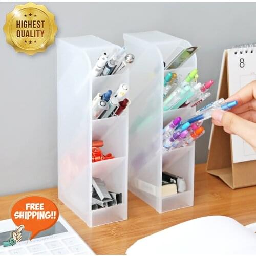 Oblique Large Capacity Desk Pen Holder Pencil Makeup Storage Box Desktop Organizer Stand Case School Office Stationery Storage