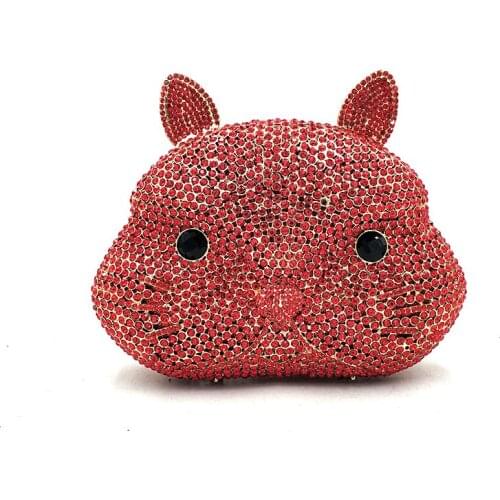 Ladies Bridal wedding party cute animal squirrels purses women evening party handbag wallet luxury diamonds crystal clutches