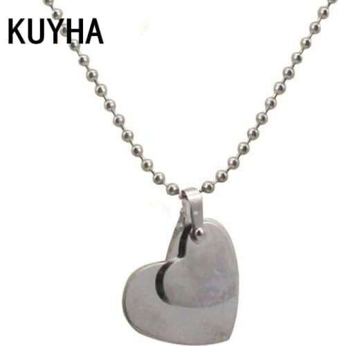 Laserable Engravable Necklace Romantic Heart Pendant Necklace Jewelry for Valentines Day Women/Men Present