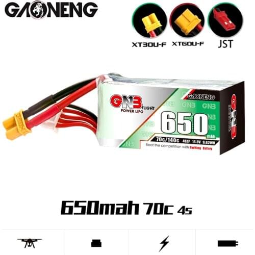 10PCS GNB 650mAh 14.8V 4S 70C/140C with JST/XT60/XT30U-F Plug HV Lipo Battery for DYS FPV Racing Drone 4 Axis RC Drone Parts