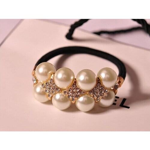 12pcs/lot Free Shipping Fashion Crystal Pearl Hair Scrunchies, Girls Ponytail Hair Band. Woman hair accessories