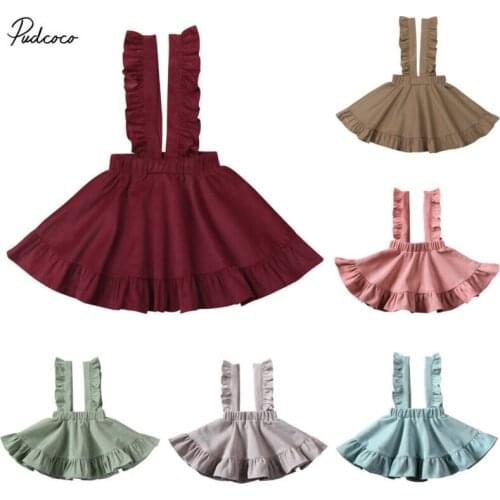 2020 New Toddler Baby Girls Dress Princess Clothes Summer Ruffle Solid Bib Strap Suspender Party Dresses Pleated Dress Sundress
