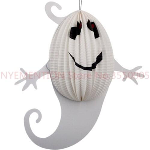 300pcs/lot Ghost Spider Bat Hanging Paper Lanterns Halloween Decor Funny Spooky Door Hanger Lantern Toy Party Decoration Props