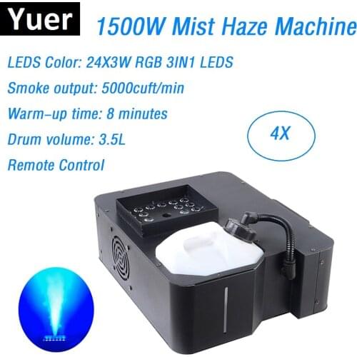 4 Units New 1500W Mist Haze Machine 3.5L Fog Machine DMX512 Stage Smoke Machine Dj Bar Party Show Lights LED Stage Smoke Machine