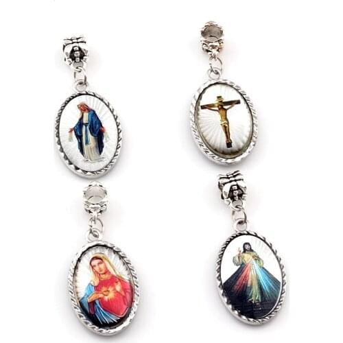 50pcs/lots Oval Double sided Jesus Christ icon Dangle Charm Beads Fit Pendant necklace DIY Jewelry 17.5x41mm A-566a